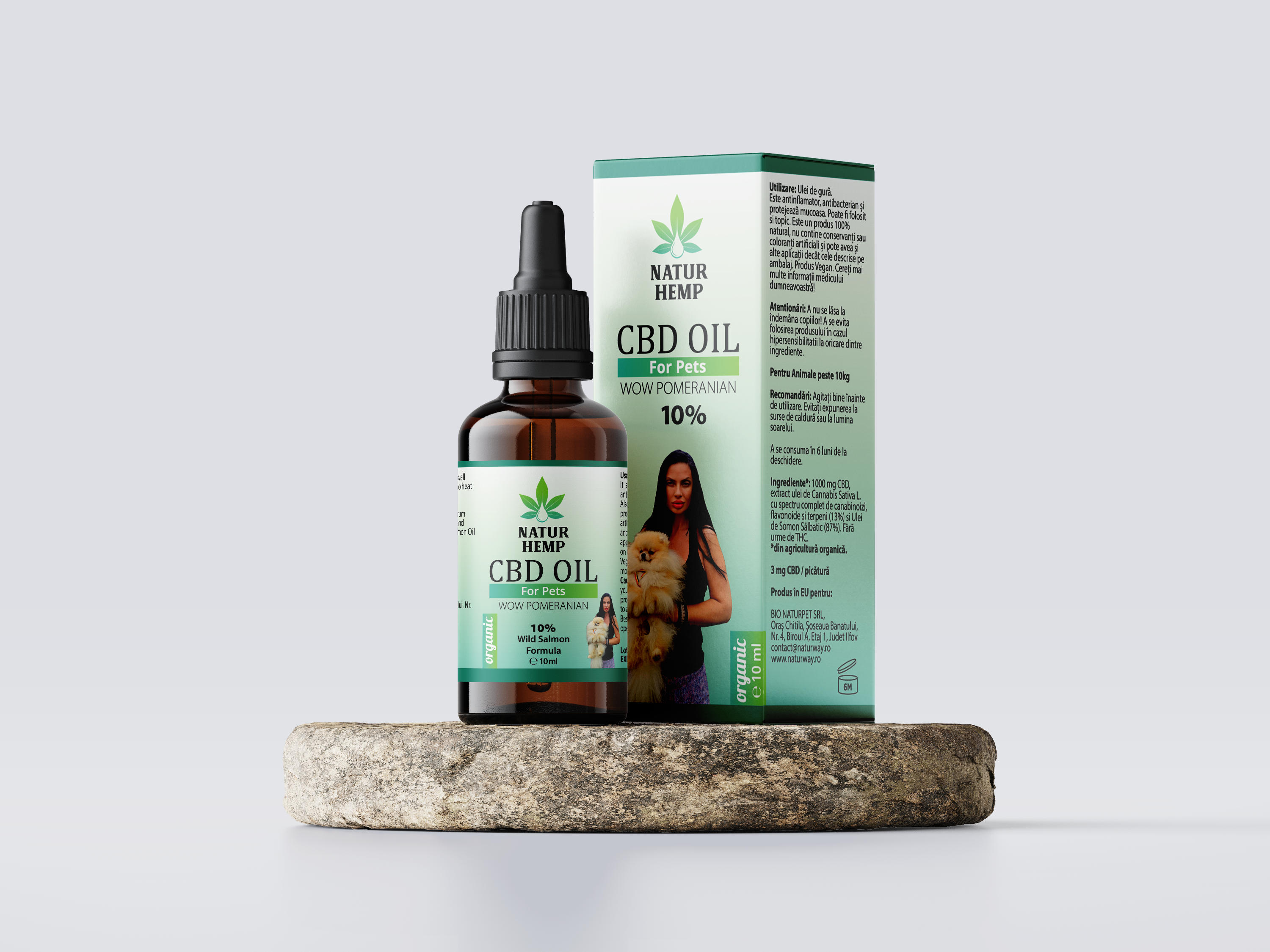 NATUR HEMP, ULEI CBD 10% ORGANIC PENTRU ANIMALE PESTE 10 KG, 10 ML