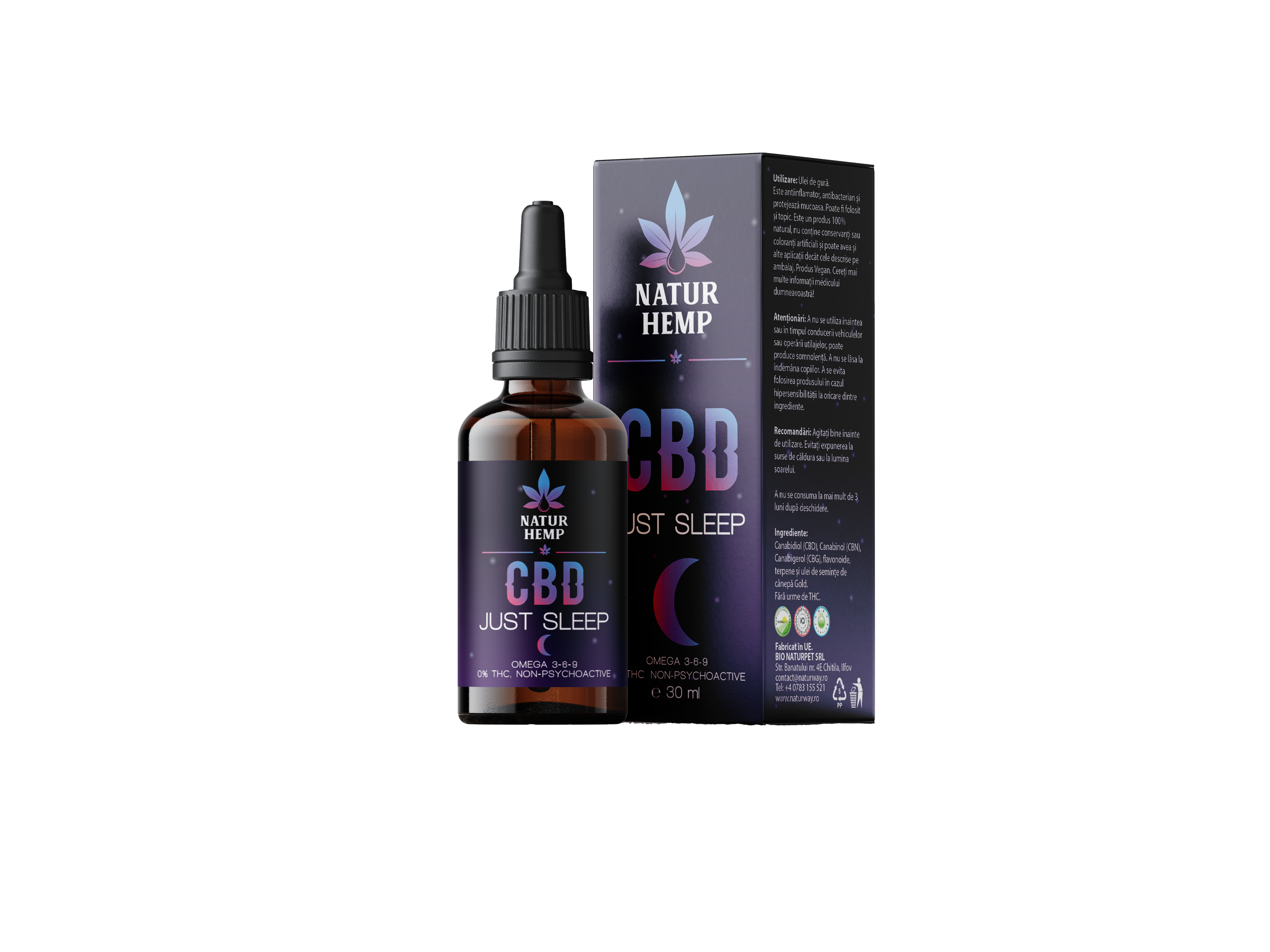 NATUR HEMP, JUST SLEEP CBD 20%, 30 ML - imagine 2